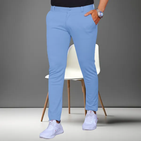 Diruno Slim Fit Twill Lycra Trouser For Men Sky Blue (Stretchable